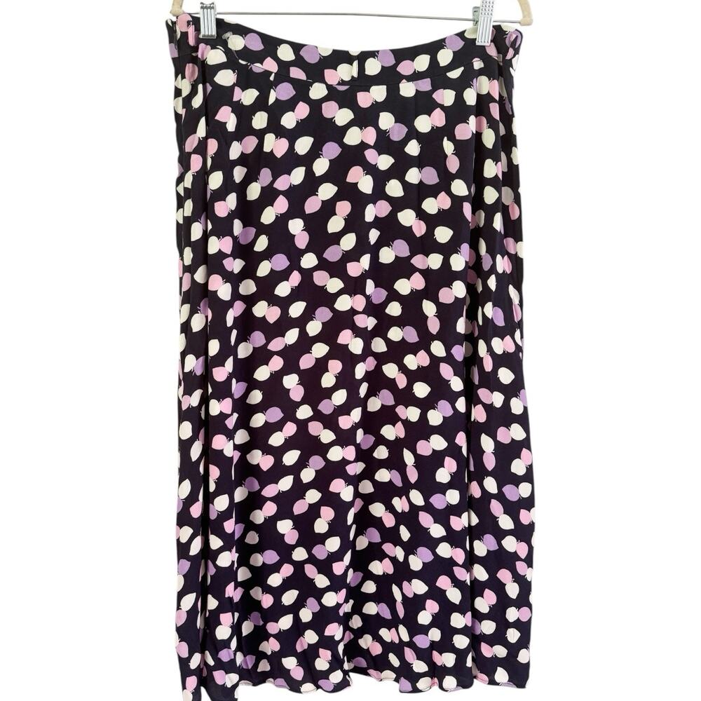 Talbots Purple Dotted Side Zip A Line Midi Skirt Women’s Size 14 - Picture 2 of 5
